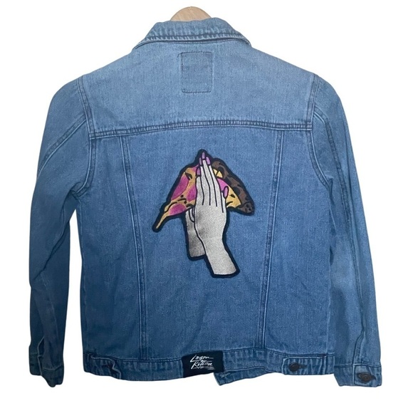 FOREVER 21 x LAZER KITTEN Got Me Pizza Classic Jean Jacket Girls Size 11/12. - Picture 16 of 16